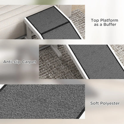 Pet Ramp, Dog Cat Bed Steps, Non-Slip Carpet, 49"L x 16"W x 14"H, White Grey Dog Stairs at Gallery Canada