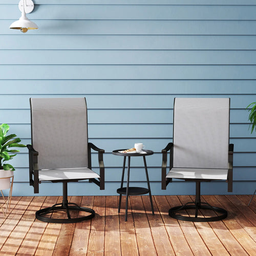 Swivel Rocker Outdoor Chair Set, 2 High Back Chairs, Light Grey