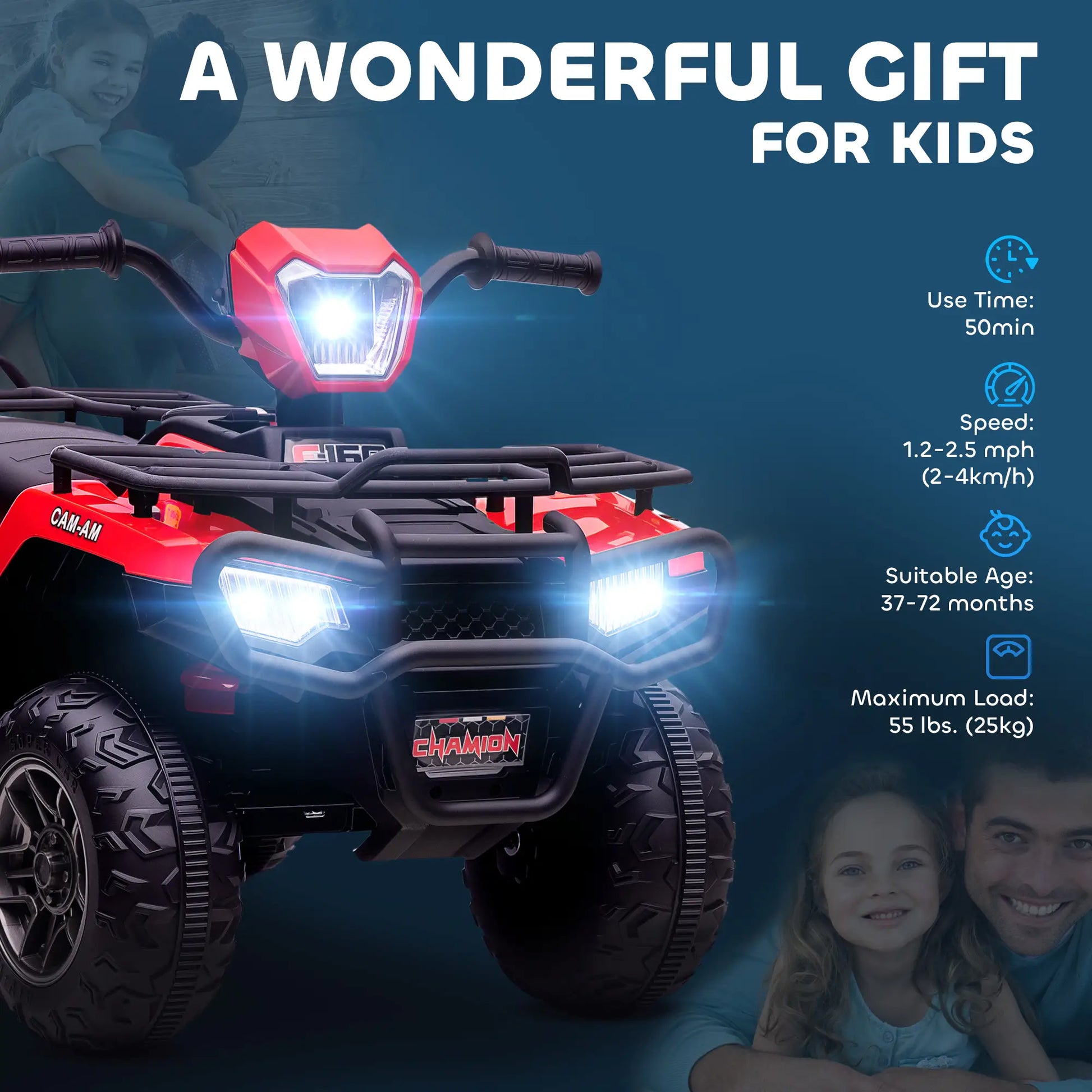 12V Kids ATV Quad, 4 Wheeler, Ages 37-60 Months, Red Electric Toy Cars at Gallery Canada