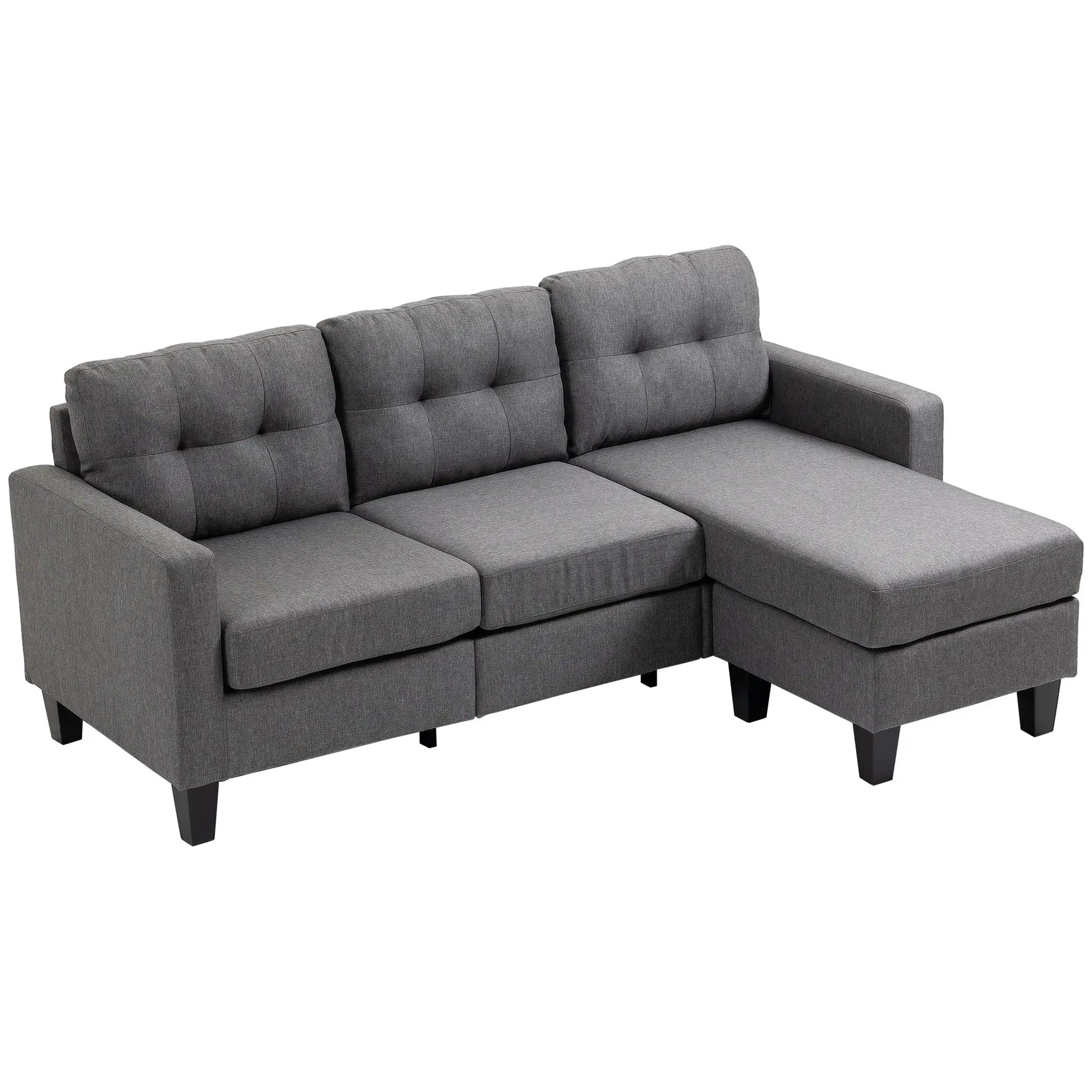 L-Shaped Sofa, 3 Seater with Ottoman, Dark Grey 3-Seater Sofas at Gallery Canada