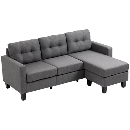 L-Shaped Sofa, 3 Seater with Ottoman, Dark Grey 3-Seater Sofas at Gallery Canada