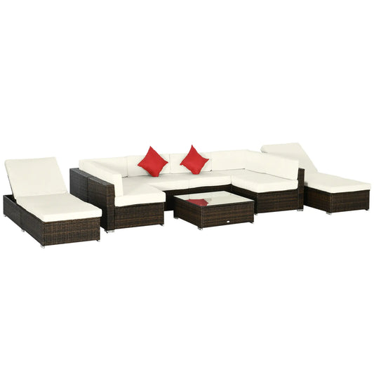 9-Piece Wicker Patio Furniture Set, with Cushion, Cream White Patio Furniture Sets Espresso Rattan, Cream White Cushion at Gallery Canada