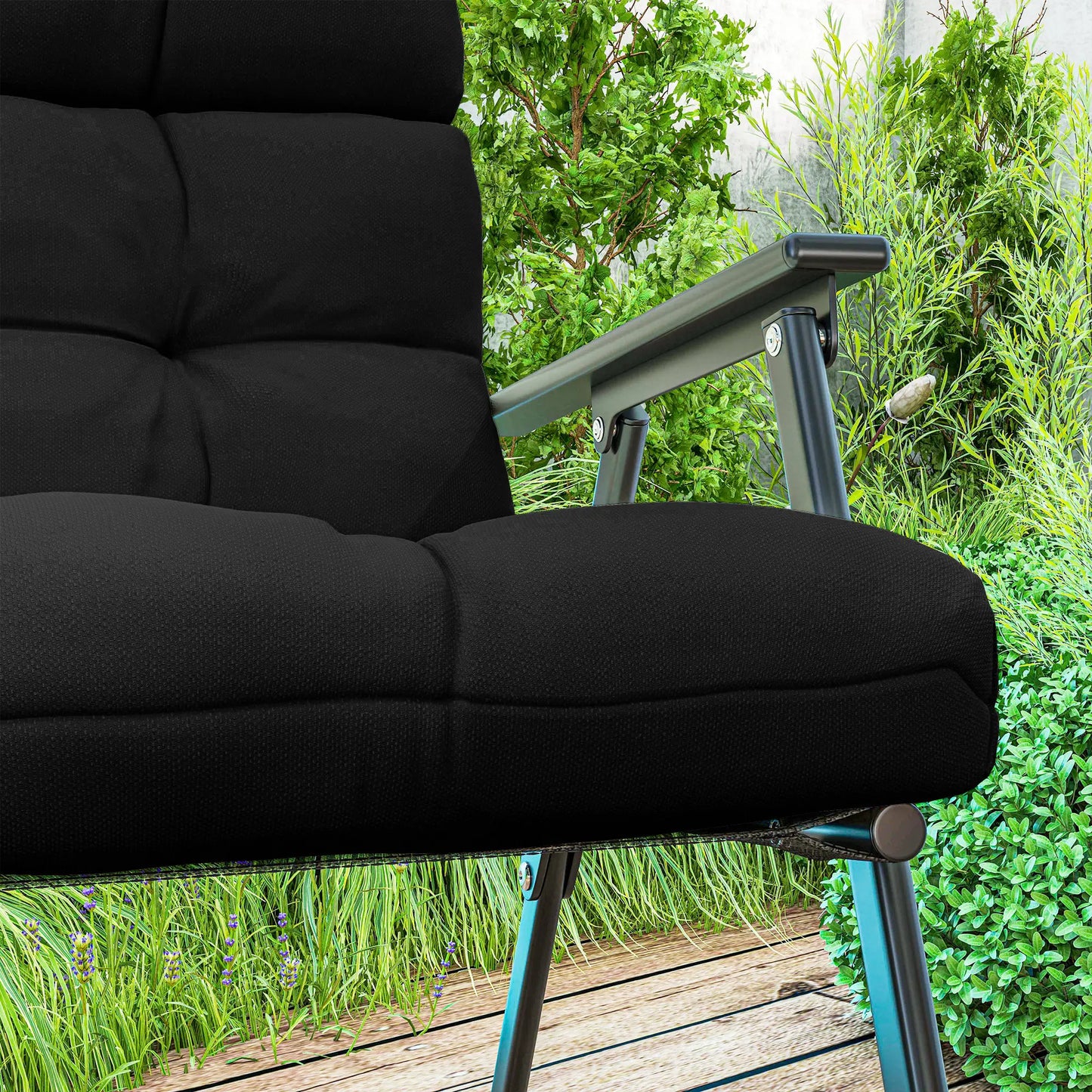 2-Piece Back Seat Cushion Set, Outdoor Patio Chair, Button Tufted, Black Patio Chair Cushions at Gallery Canada
