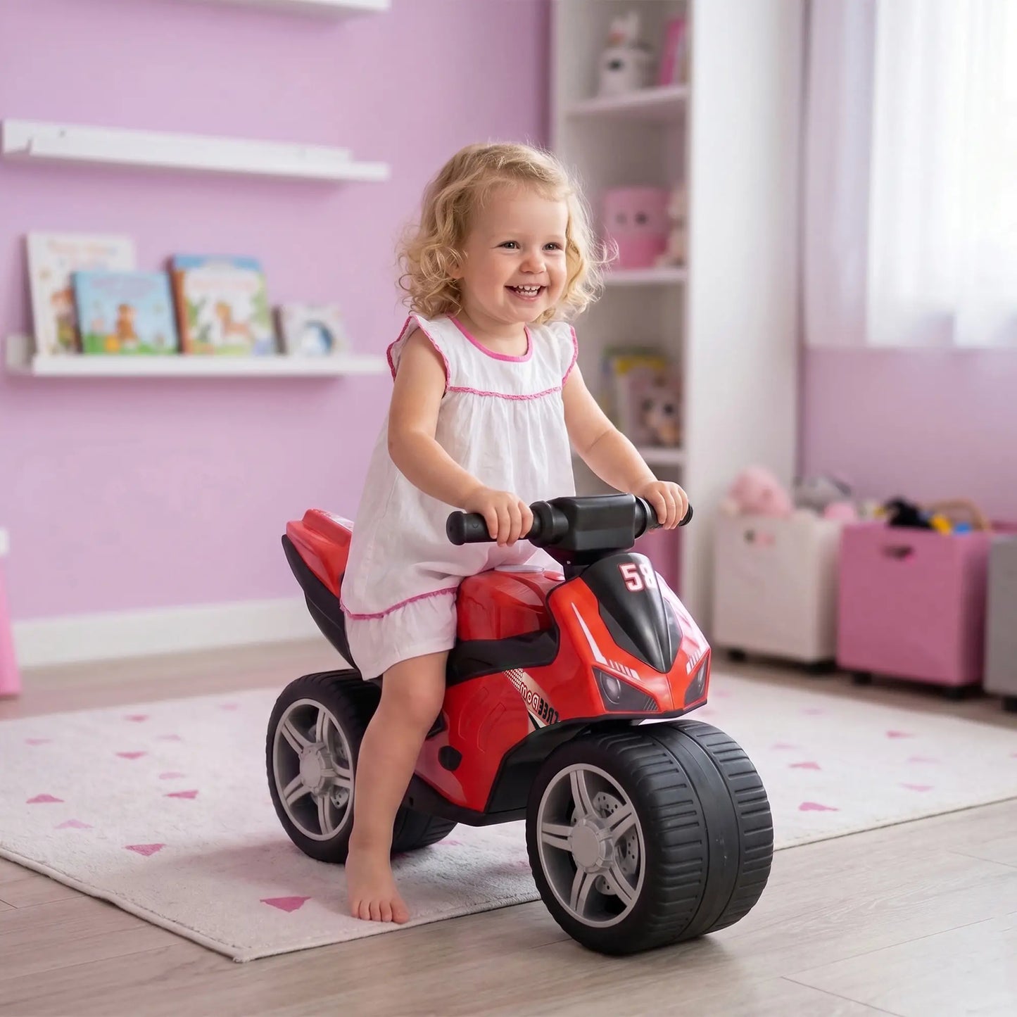 Vélo d'équilibre avec musique, pneus larges, rouge