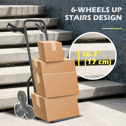 6-Wheels Stair Climber Cart, Foldable Steel, 264lbs, Black Folding Hand Trucks at Gallery Canada
