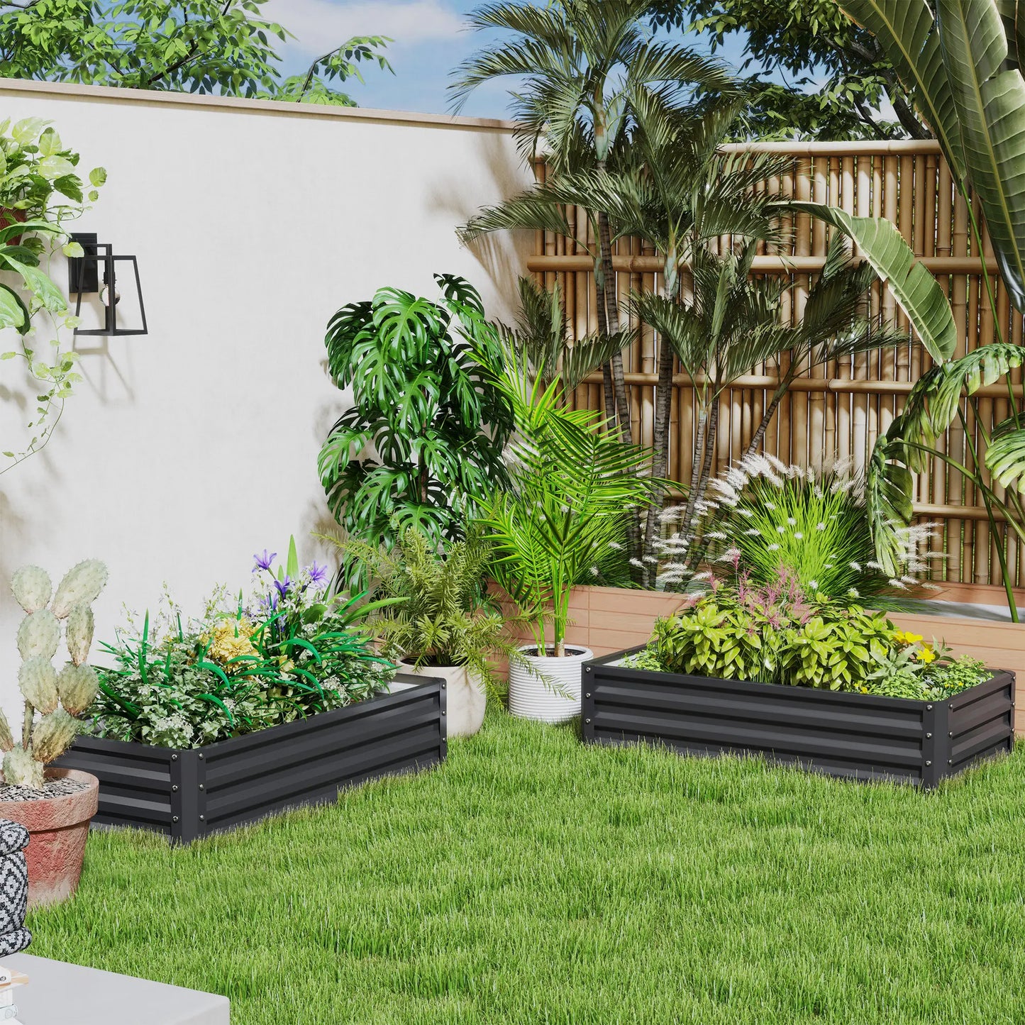 4' x 2' x 1' Galvanized Raised Garden Bed, Set of 2, Grey