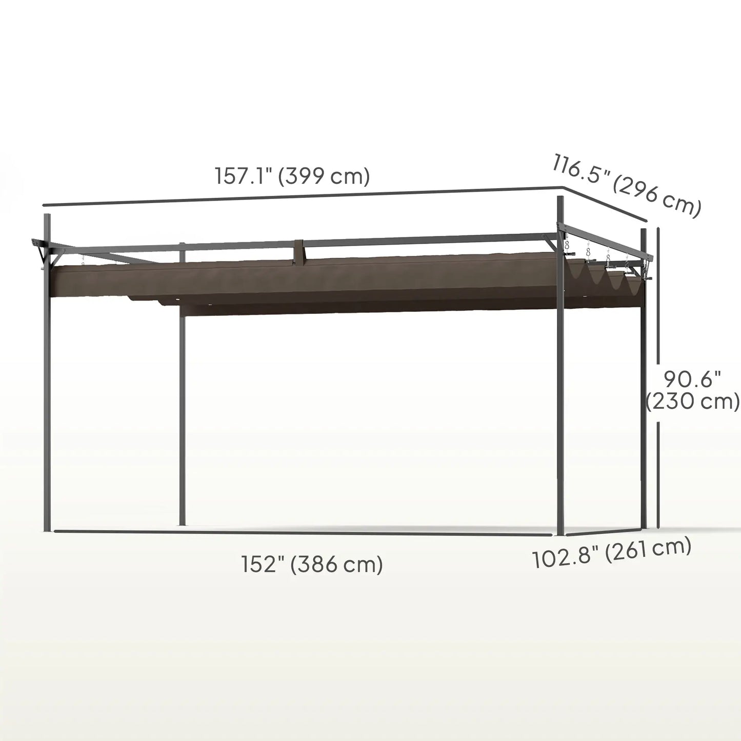 10' x 10' Brown Gazebo, UPF30+ Retractable Canopy, Metal Pergola Kit, Brown Pergolas at Gallery Canada