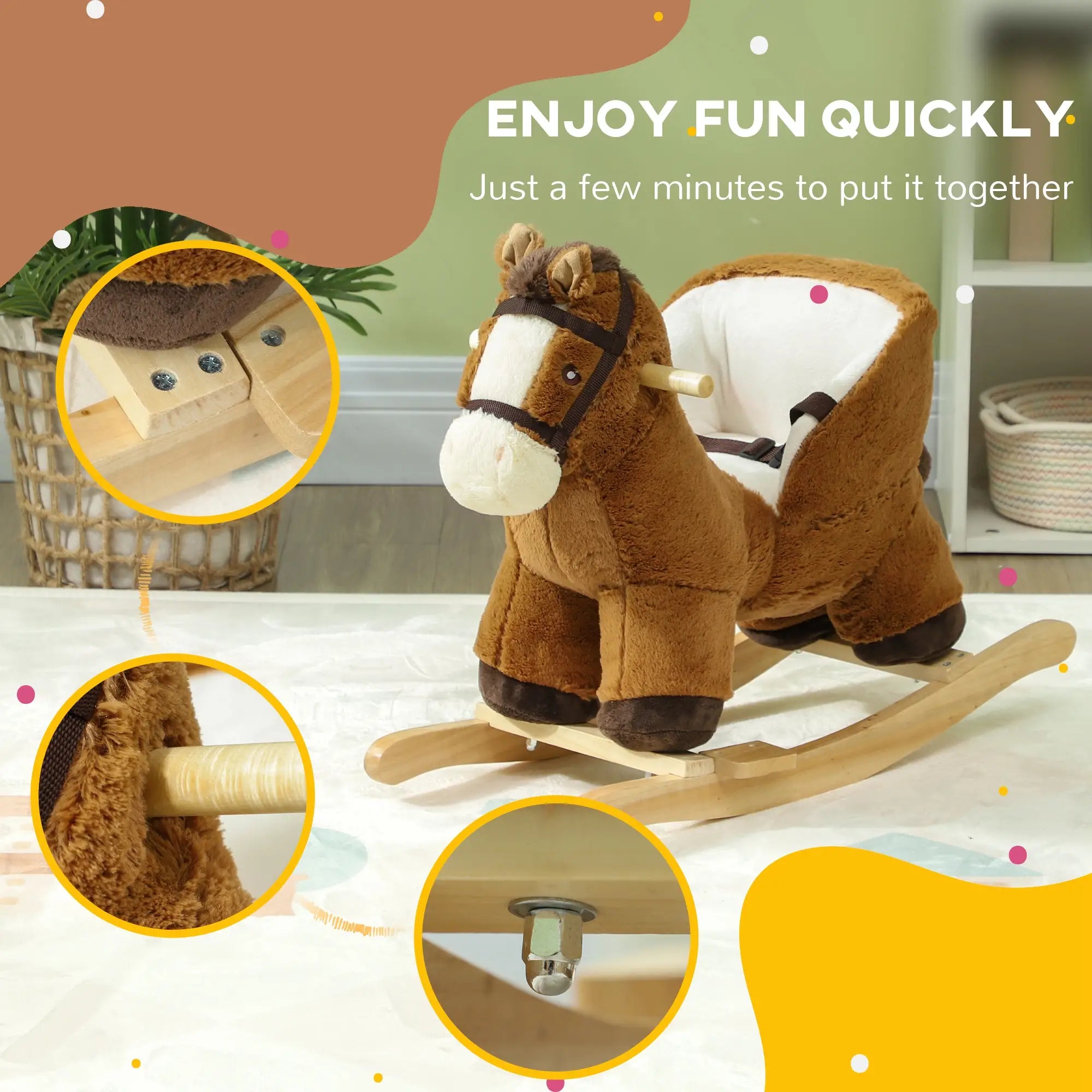 Plush Baby Rocking Horse, Animal Rocker for Toddlers 18-36 Months Rocking Horses at Gallery Canada