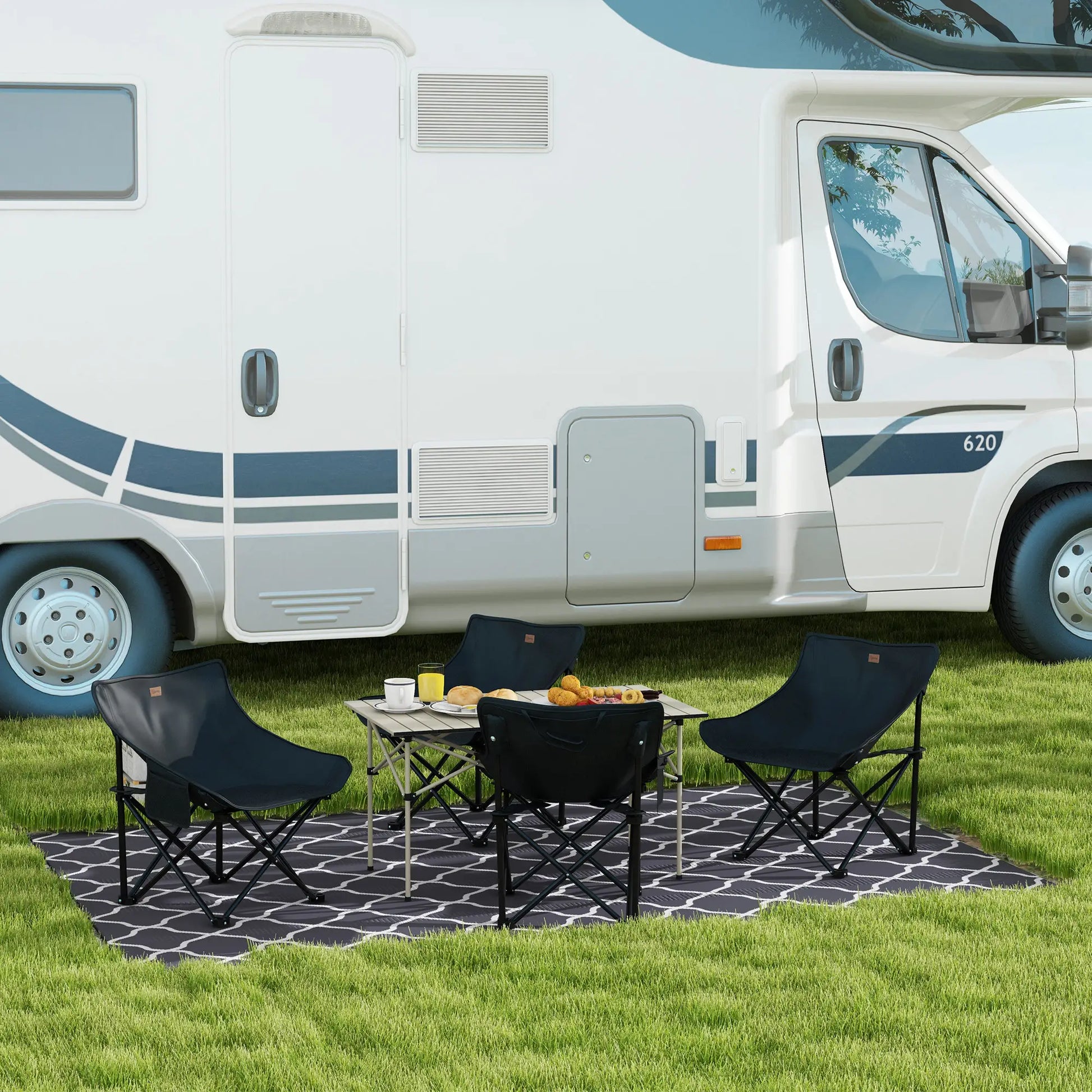 Waterproof Outdoor Rug, 6' x 9', Reversible RV Mat, Grey & White Garden Decor at Gallery Canada