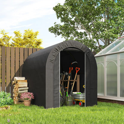 5' x 8' Outdoor Storage Shed, Heavy Duty Galvanized Steel, Black Car Shelters at Gallery Canada