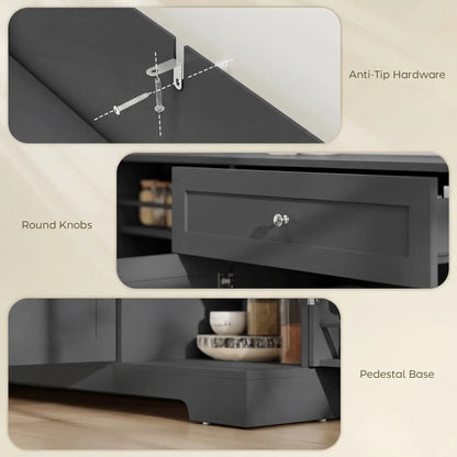 55" Kitchen Cabinet With Drawer, Adjustable Shelves, Black Bar Cabinets at Gallery Canada