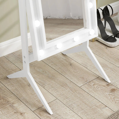 60" x 18" Free Standing Mirror with Lights, Adjustable Angles, White Full Length Mirrors at Gallery Canada