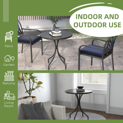 26" Round Patio Table Outdoor Side Table, Steel Frame, Black Patio Side Tables at Gallery Canada