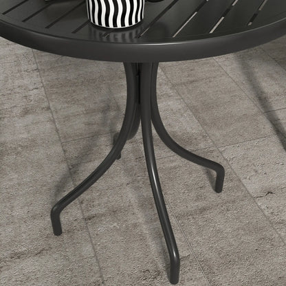 26" Round Patio Table, Outdoor Side Table, Steel Frame, Slat Tabletop, Black Patio Side Tables at Gallery Canada