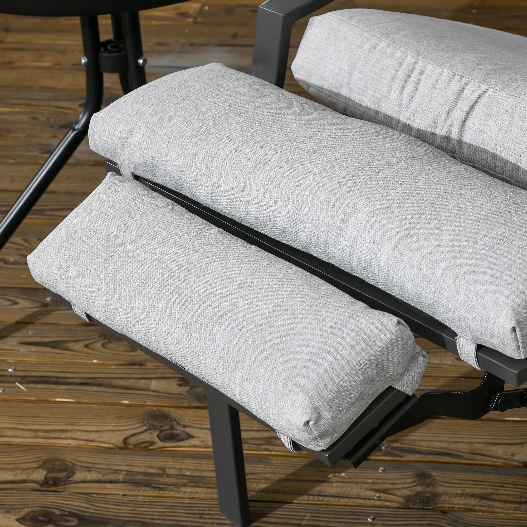 Outdoor Rattan Recliner Chair, Adjustable Back, Retractable Footrest, Light Grey Chaise Loungers at Gallery Canada