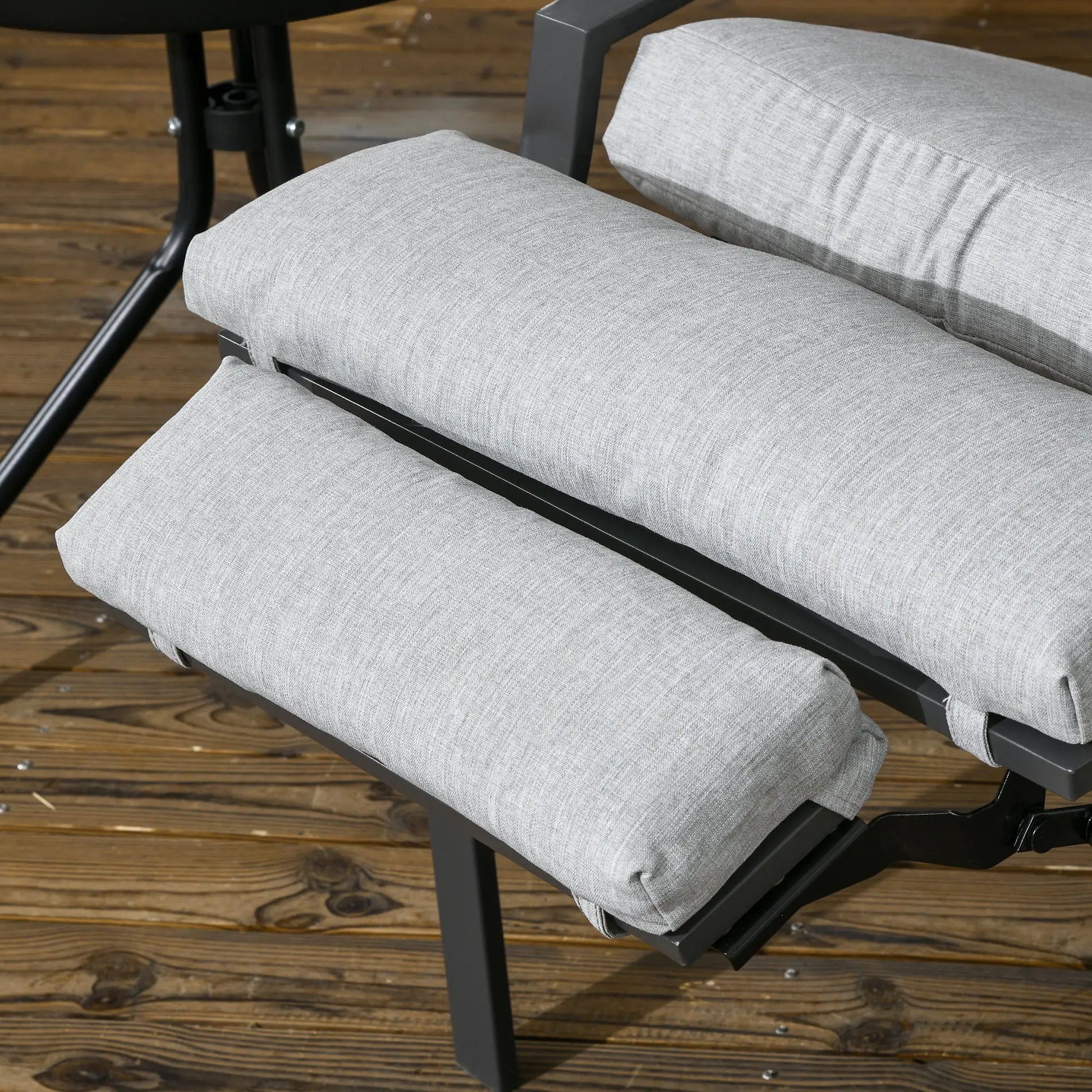 Outdoor Rattan Recliner Chair, Adjustable Back, Retractable Footrest, Light Grey Chaise Loungers at Gallery Canada