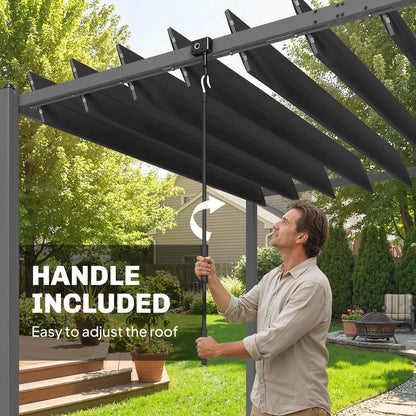 10' x 19' Dark Grey Louvered Pergola, UPF50+ Adjustable Roof, Aluminum Frame, Dark Grey Pergolas at Gallery Canada