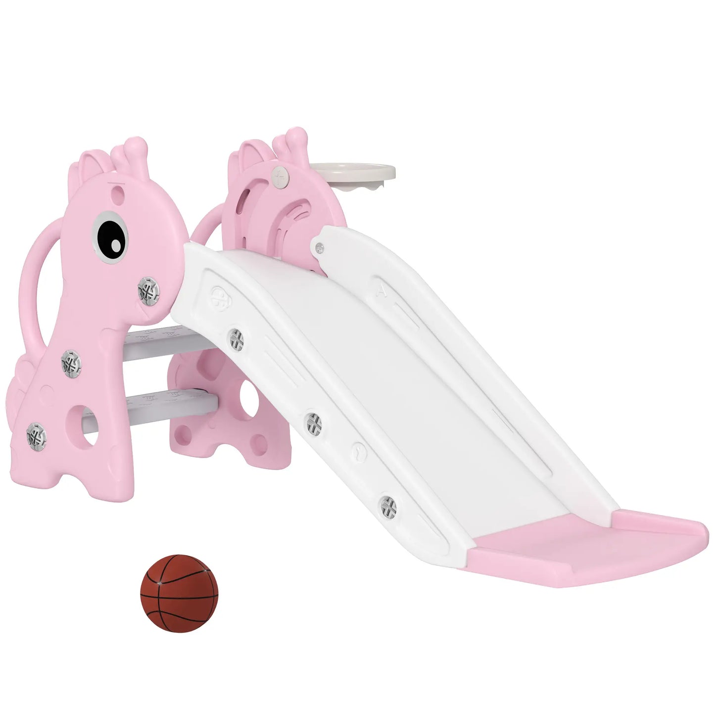 3 in 1 Toddler Slide, Climber, Basketball Hoop, Giraffe Design, Pink Gym Sets & Swings Pink, White at Gallery Canada
