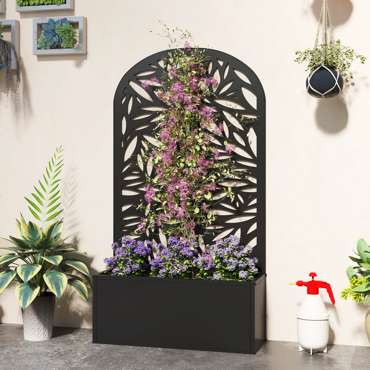 Metal Garden Bed with Trellis for Climbing Plants Galvanized Planter Boxes at Gallery Canada
