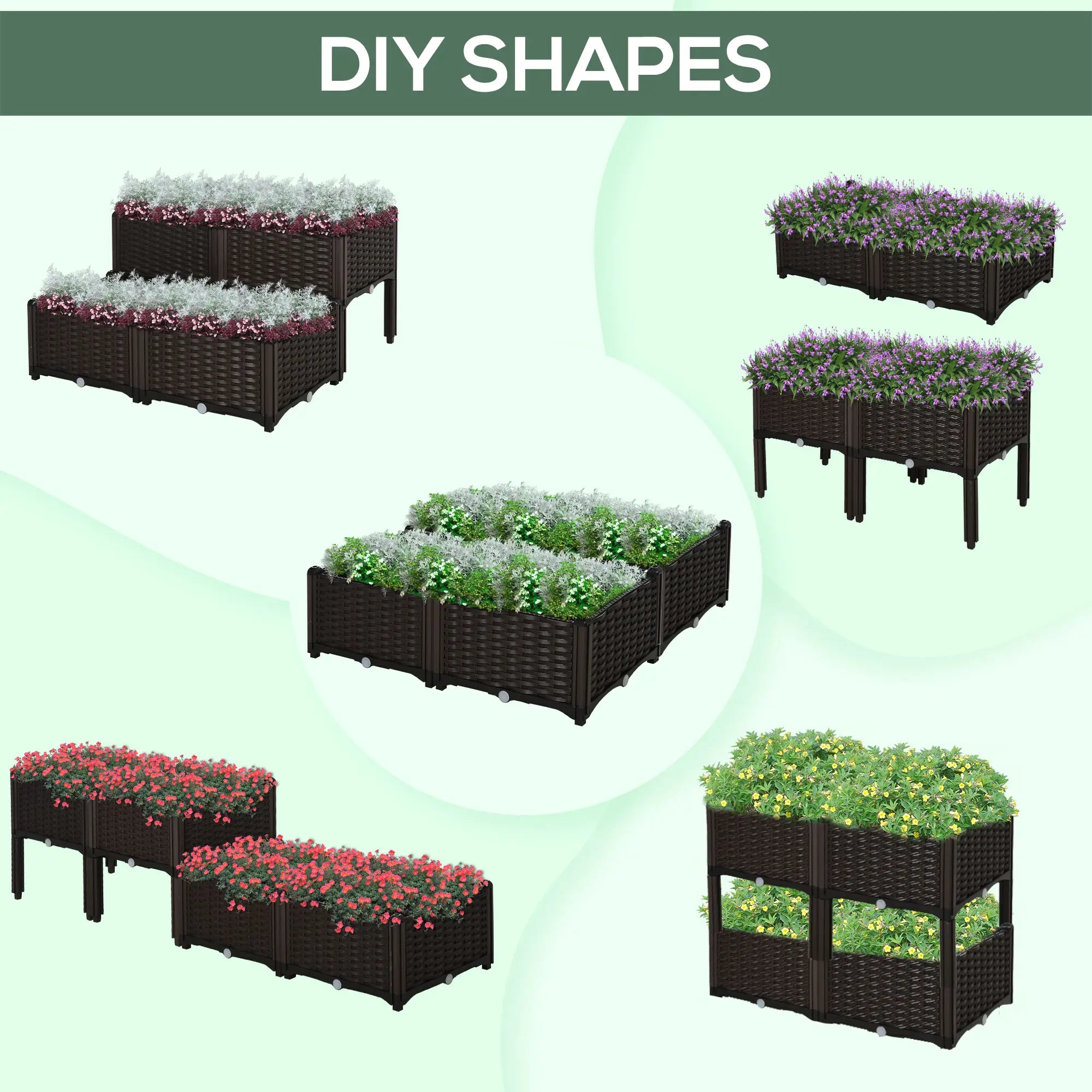 4 Piece Raised Garden Bed, PP, Vegetable Herb Grow Box, Brown Elevated Garden Beds at Gallery Canada