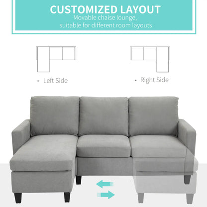 L-Shape Sectional Sofa with Ottoman, Modern Living Room Couch, Light Grey 3-Seater Sofas at Gallery Canada
