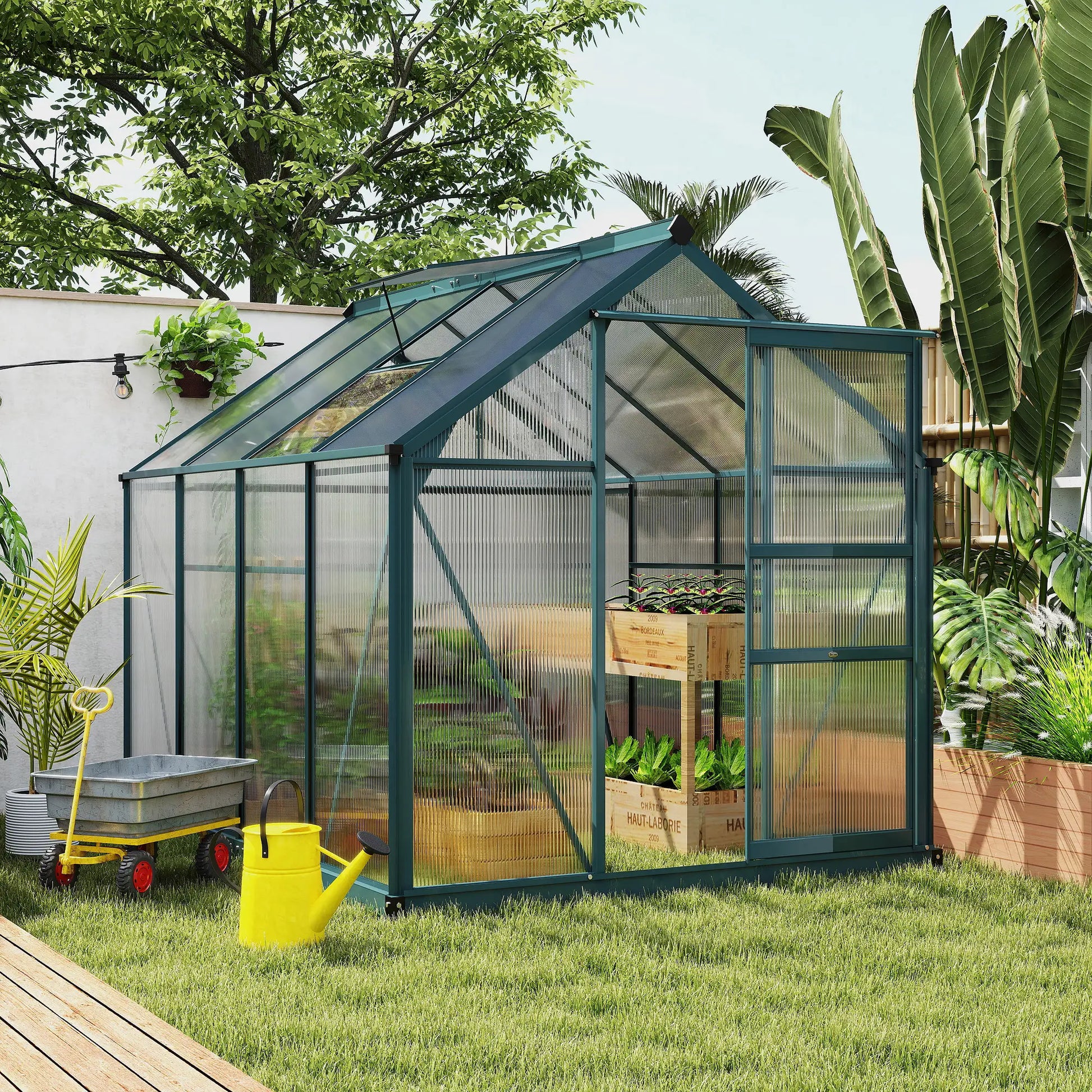 6.2' x 8.3' x 6.6' Polycarbonate Greenhouse, Walk-In w/ Slide Door, Clear Walk In Greenhouses at Gallery Canada