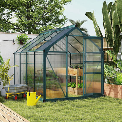 6.2' x 8.3' x 6.6' Polycarbonate Greenhouse, Walk-In w/ Slide Door, Clear Walk In Greenhouses at Gallery Canada