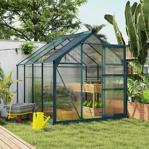 6.2' x 8.3' x 6.6' Polycarbonate Greenhouse, Walk-In w/ Slide Door, Clear