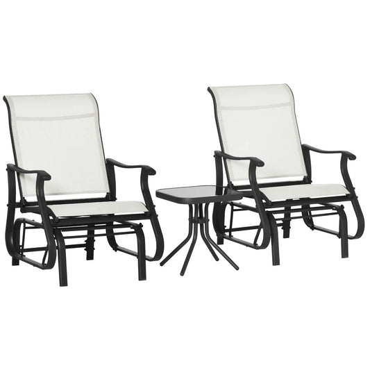 3PCs Gliding Rocking Chair, Bistro Tea Table Set, White Cream Outdoor Gliders Brown, Cream White, Black at Gallery Canada