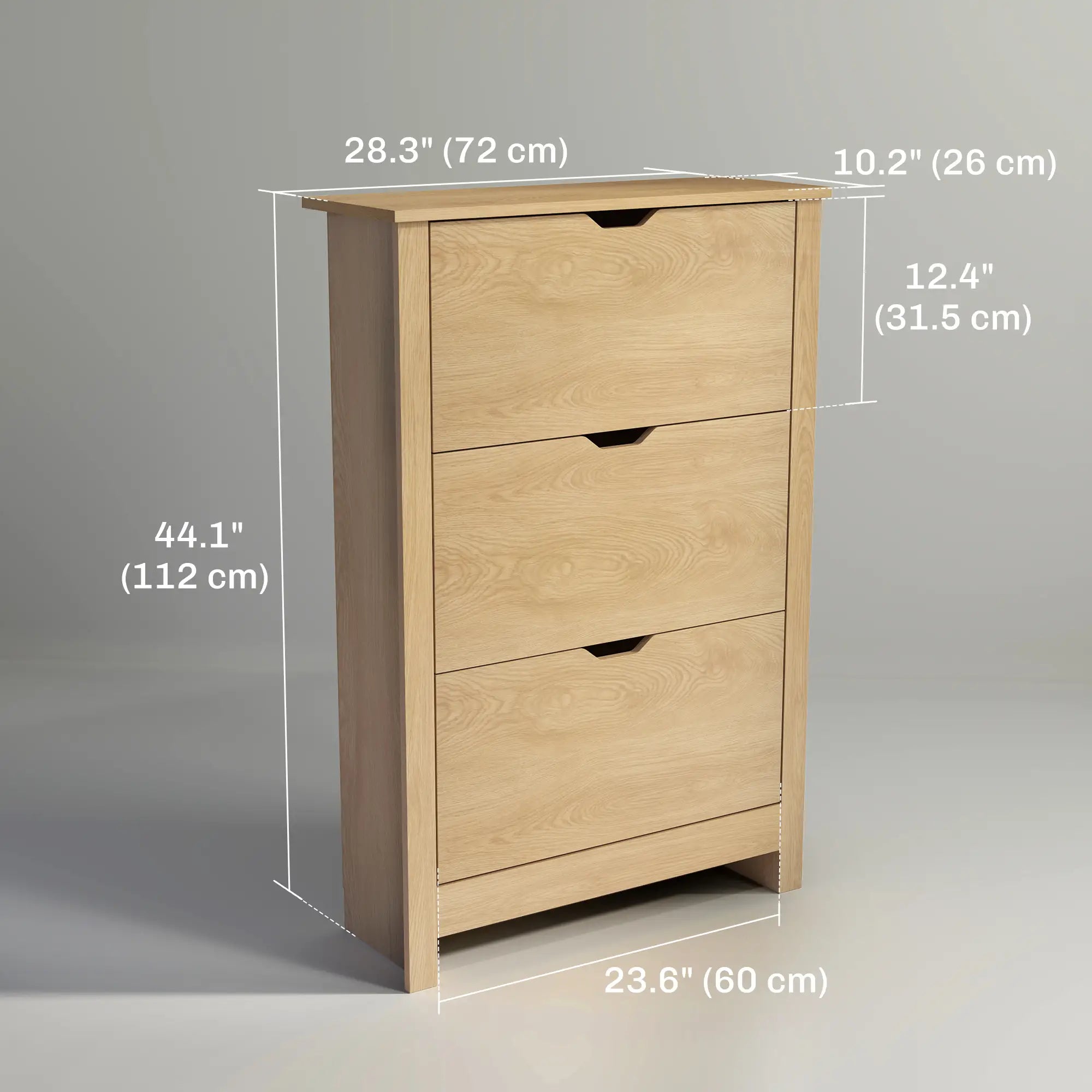 Shoe Storage Cabinet, 3 Flip Drawers, Adjustable Shelves, 18 Pairs, Natural Wood Shoe Storage Cabinets & Racks at Gallery Canada