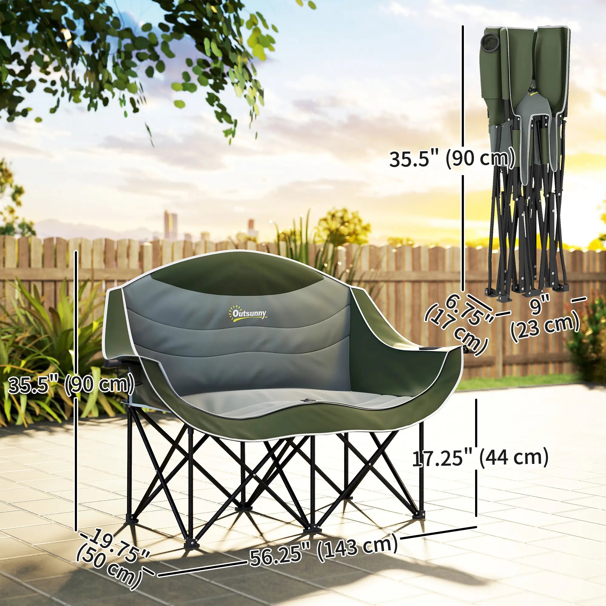 Portable Camp Chair, Double With Cup Holders, Carry Bag, 551 lbs, Dark Green Picnic Tables & Camping Chairs at Gallery Canada
