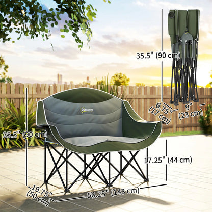 Portable Camp Chair, Double With Cup Holders, Carry Bag, 551 lbs, Dark Green Picnic Tables & Camping Chairs at Gallery Canada