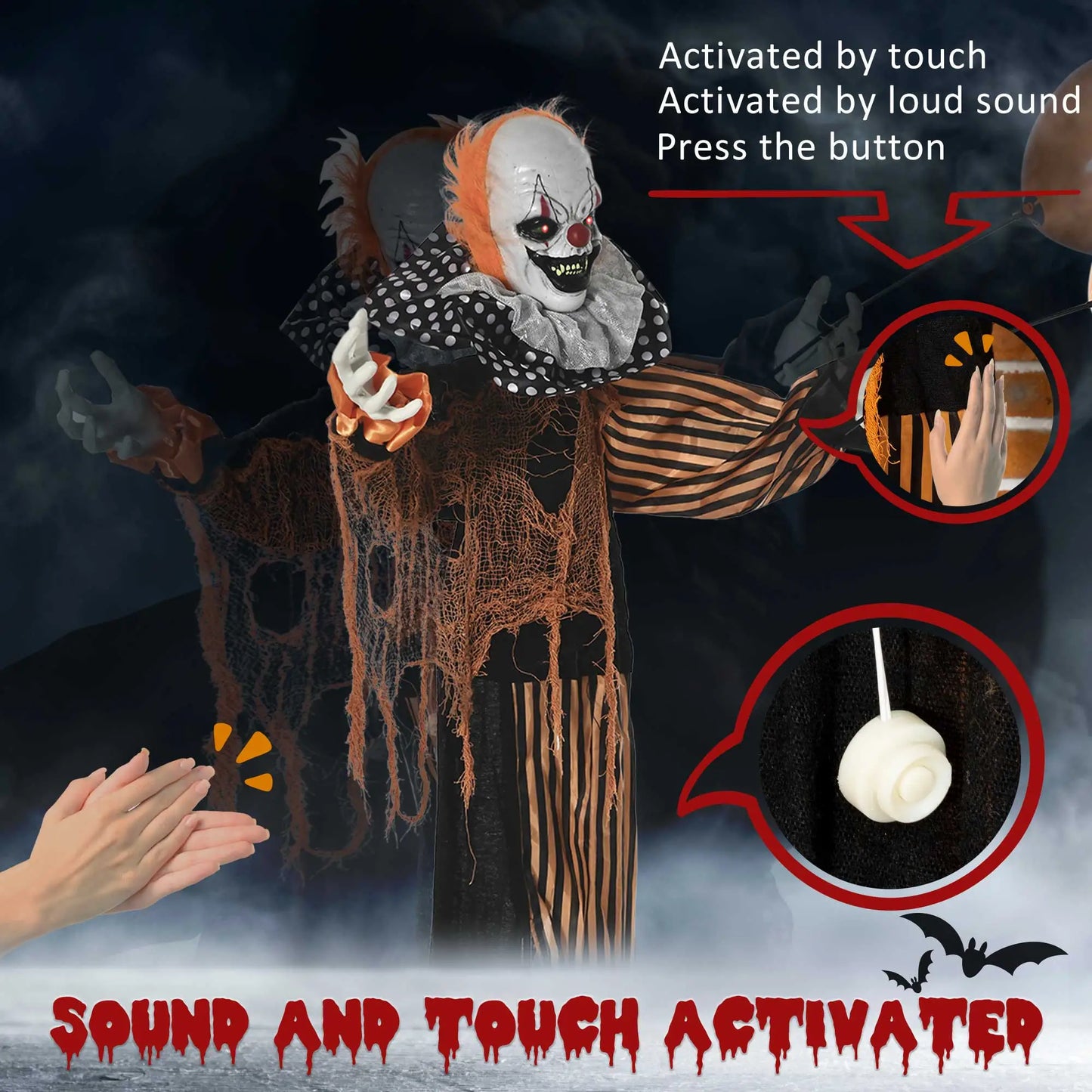 5ft Outdoor Halloween Decoration, Talking Circus Clown, Sound Motion Activated Halloween Decorations at Gallery Canada