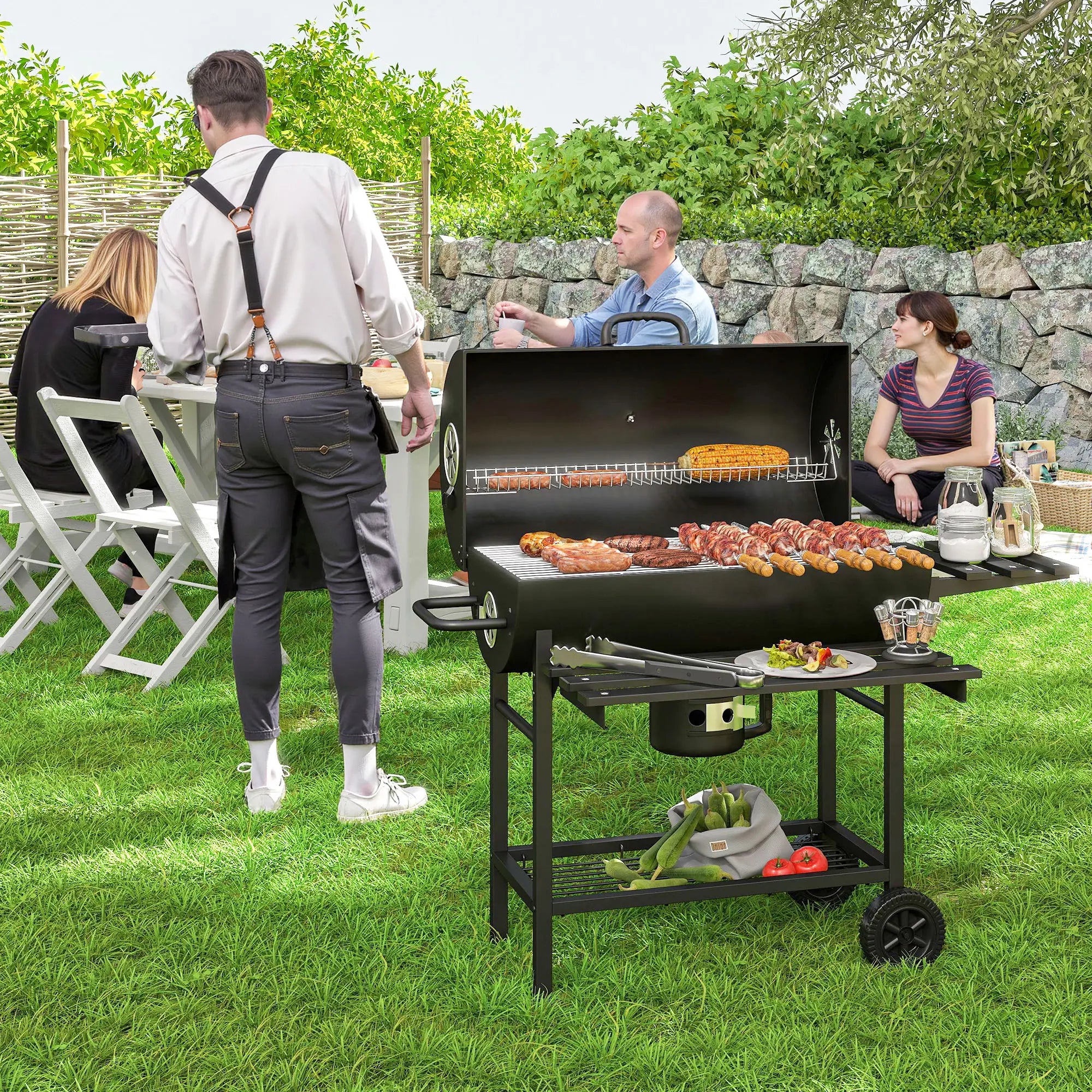 29 Inch Charcoal BBQ Grill With Foldable Table, Black Charcoal BBQ Grils at Gallery Canada