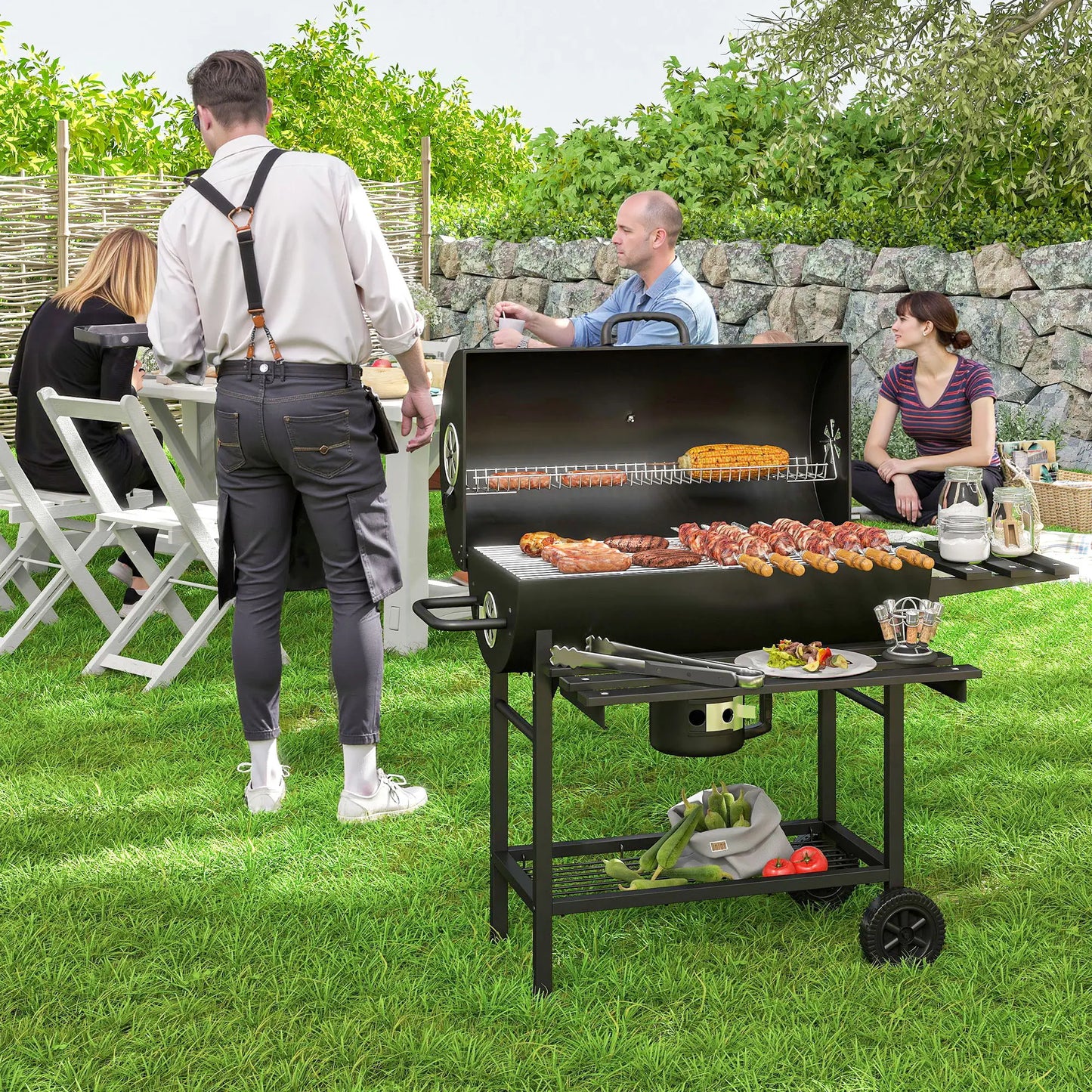 29 Inch Charcoal BBQ Grill With Foldable Table, Black Charcoal BBQ Grils at Gallery Canada