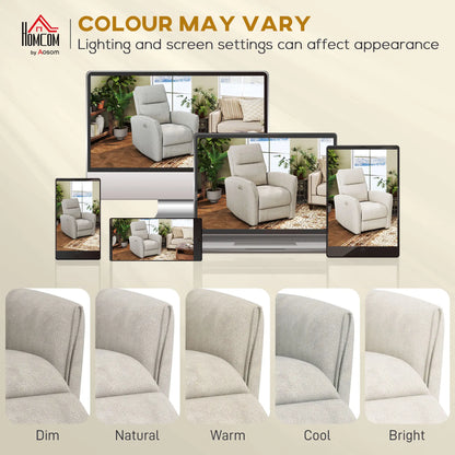 Power Recliner Chair, Fabric Upholstered, USB Ports, Footrest, Beige Sofas & Reclining Chairs at Gallery Canada