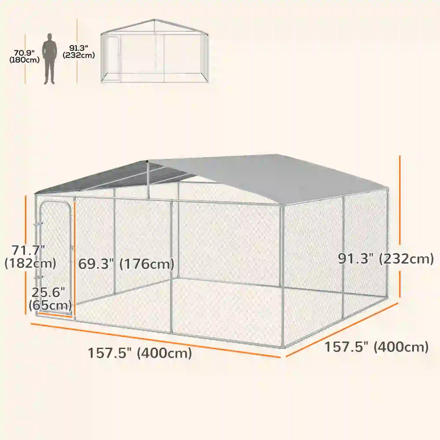 Outdoor Dog Kennel, Heavy Duty Playpen, 13.1' x 13.1' x 7.5' Houses, Kennels & Pens at Gallery Canada
