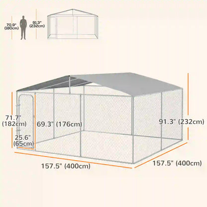 Outdoor Dog Kennel, Heavy Duty Playpen, 13.1' x 13.1' x 7.5' Houses, Kennels & Pens at Gallery Canada