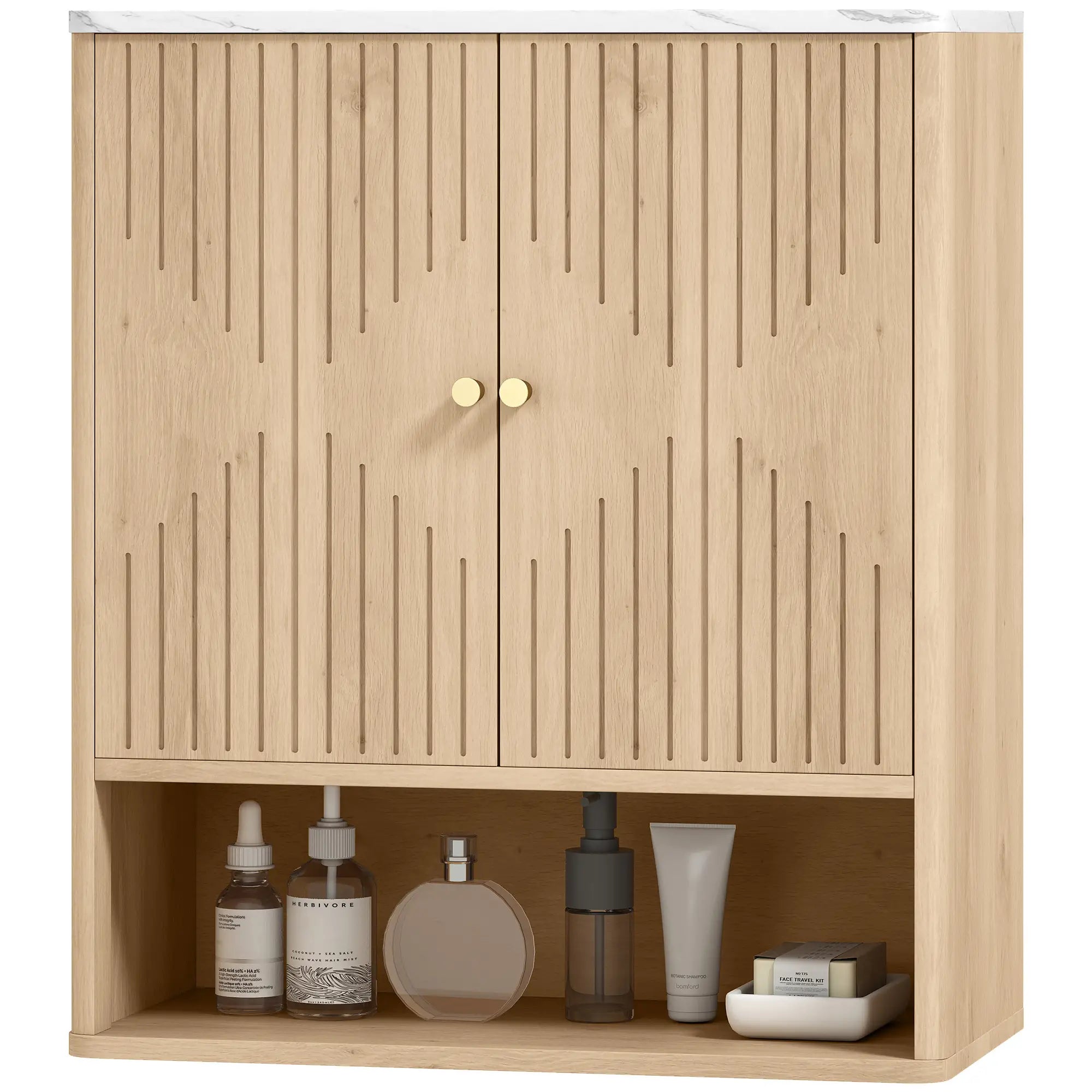 Wall Mounted Medicine Cabinet, Adjustable Shelf, Oak, Marble Top Bathroom Cabinets Oak, White at Gallery Canada