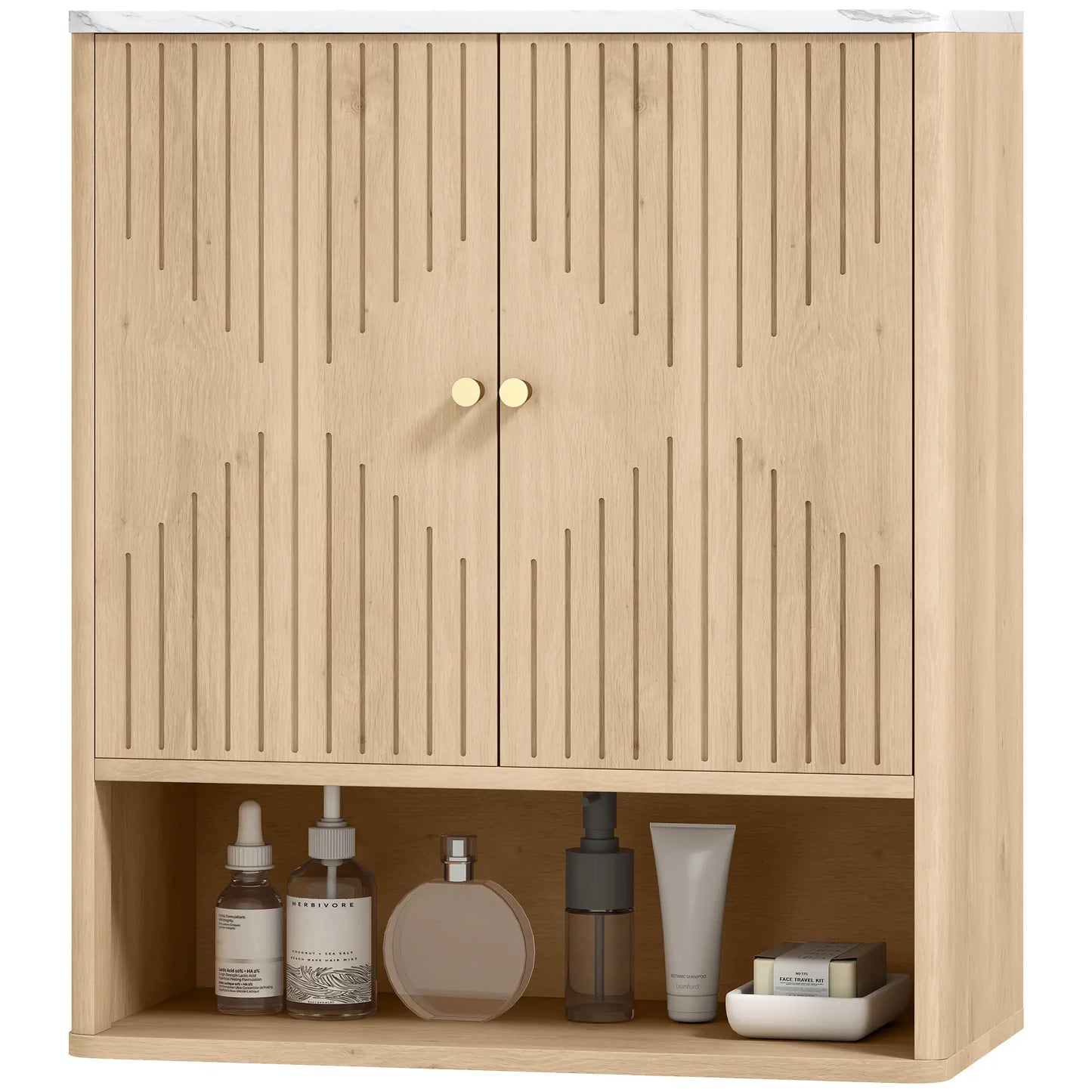 Wall Mounted Medicine Cabinet, Adjustable Shelf, Oak, Marble Top Bathroom Cabinets Oak, White at Gallery Canada