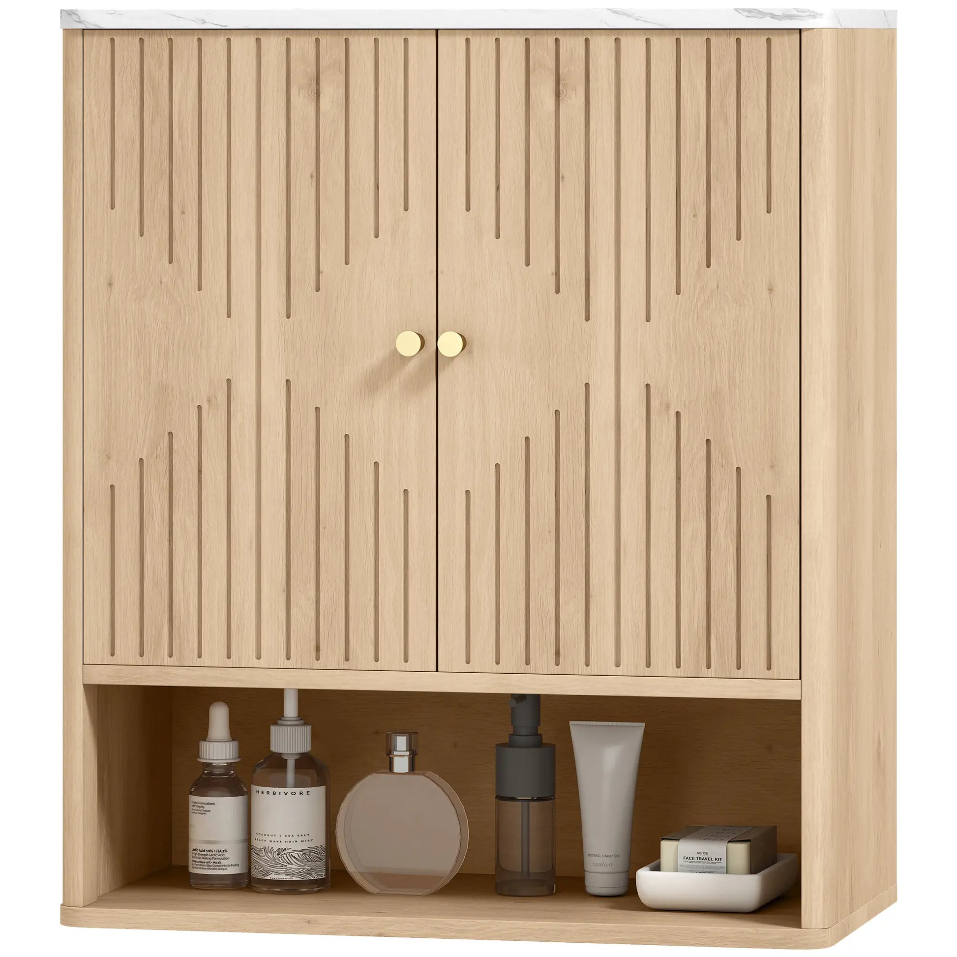 Wall Mounted Medicine Cabinet, Adjustable Shelf, Oak, Marble Top Bathroom Cabinets Oak, White at Gallery Canada