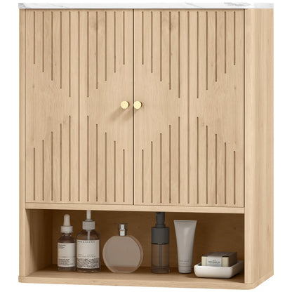 Wall Mounted Medicine Cabinet, Adjustable Shelf, Oak, Marble Top Bathroom Cabinets Oak, White at Gallery Canada