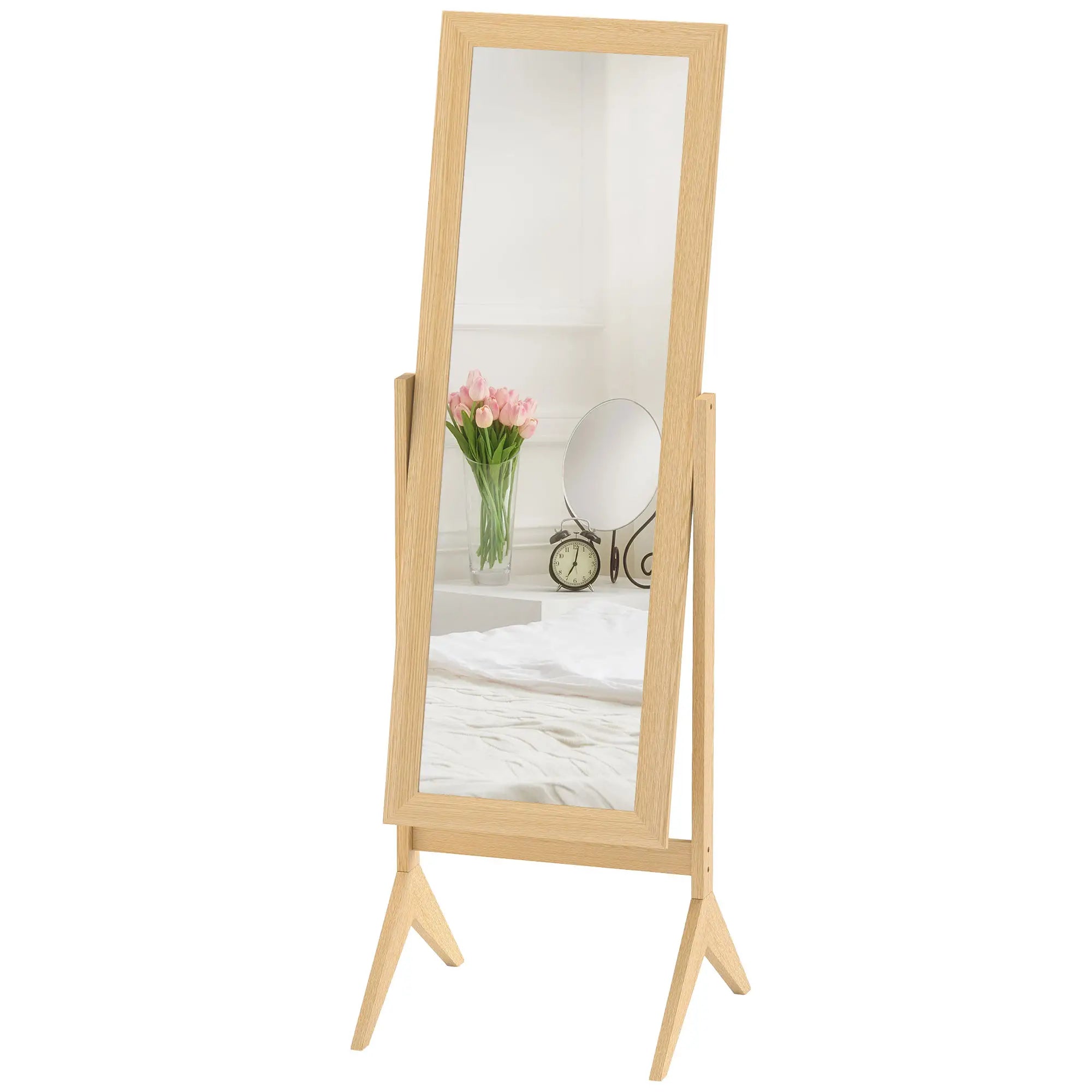Adjustable Angle Full Length Mirror, Oak Full Length Mirrors Oak at Gallery Canada