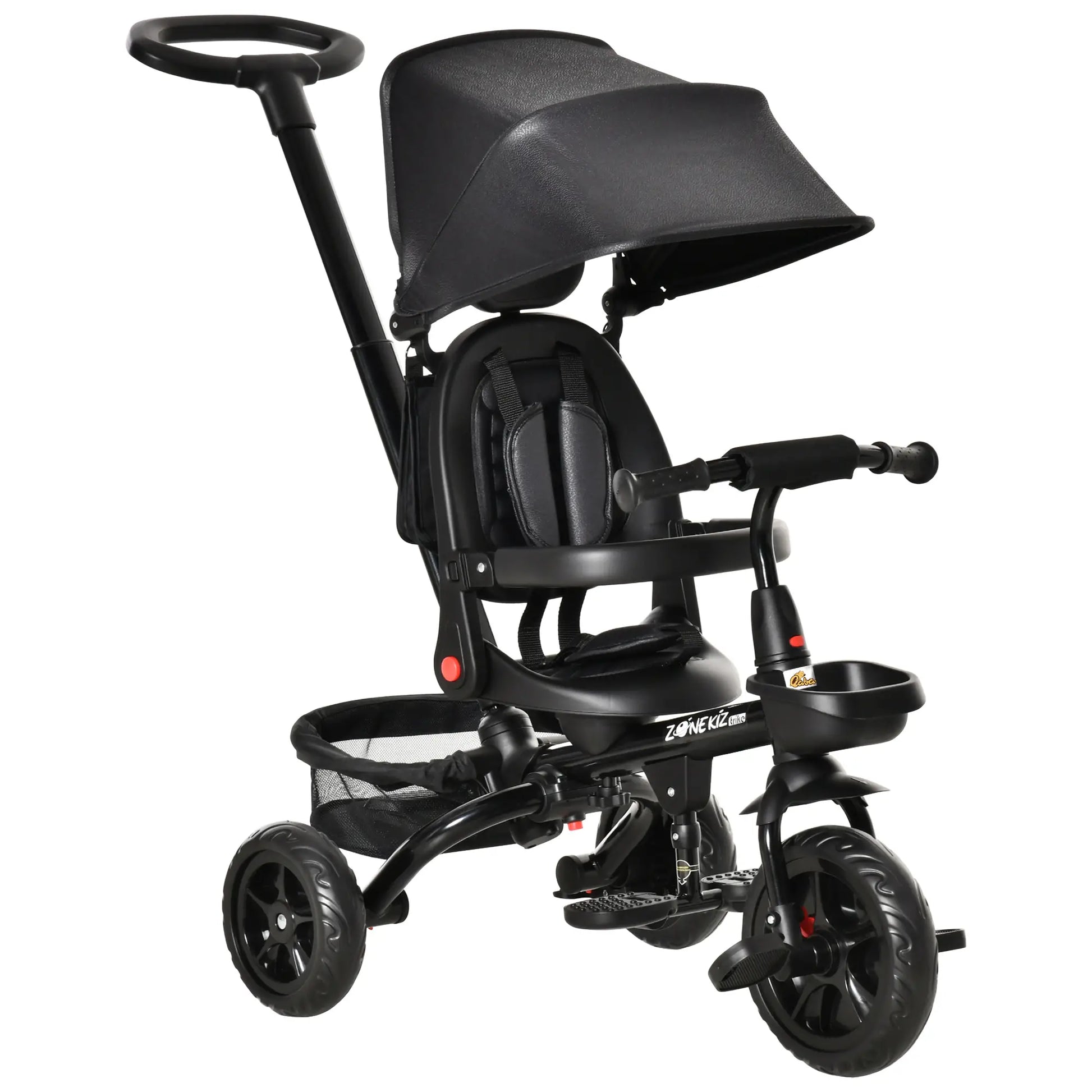 Toddler Tricycle, 4 in 1 Kids Trike, Adjustable Seat, Removable Handle, Black Tricycles for Kids Black at Gallery Canada