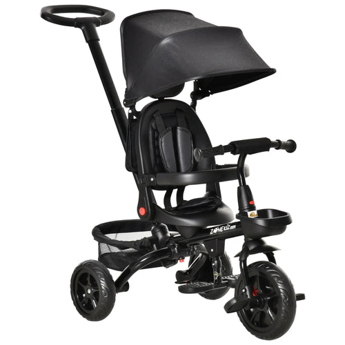 Toddler Tricycle, 4 in 1 Kids Trike, Adjustable Seat, Removable Handle, Black
