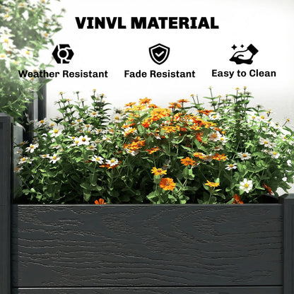 3-Tier Elevated Garden Box, Vinyl Raised Bed Kit, Grey Wood Effect, Grey Wooden Planter Boxes at Gallery Canada