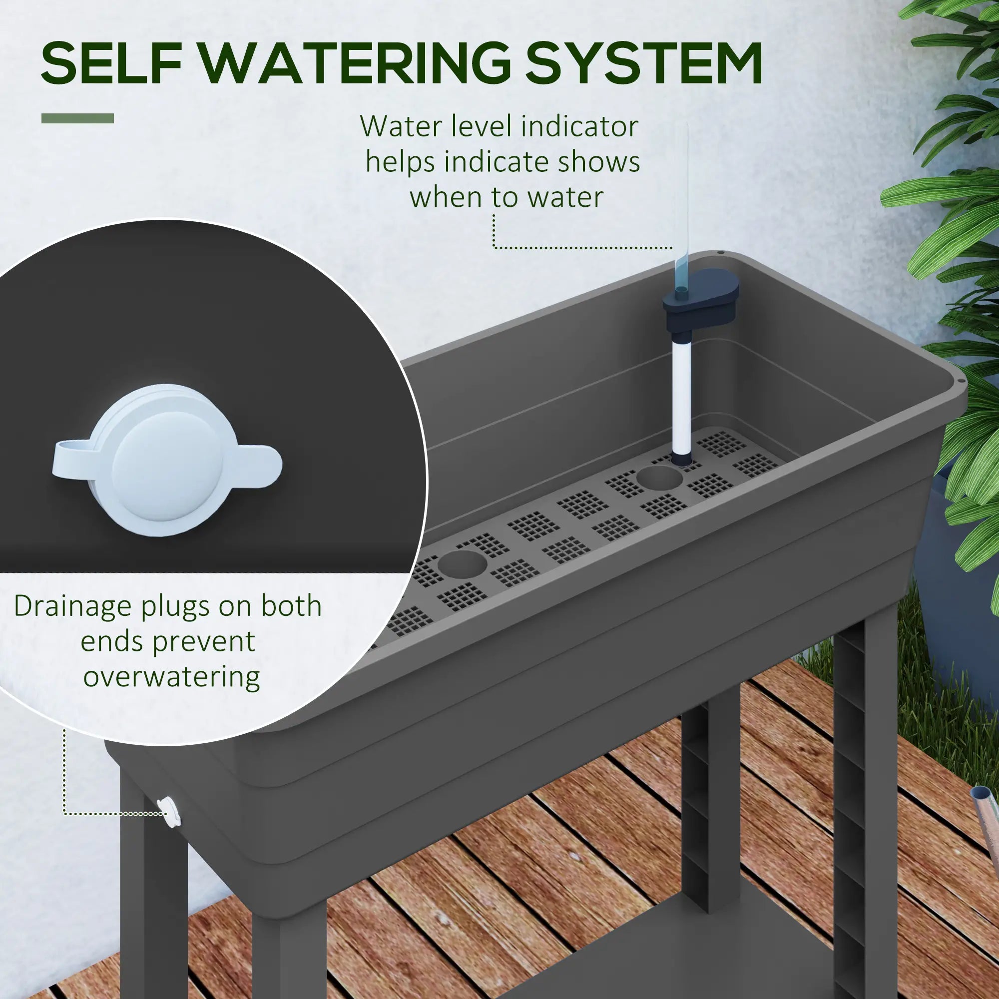 41L Self Watering Raised Garden Bed, Ventilation Lid, Dark Grey Raised Garden Beds at Gallery Canada