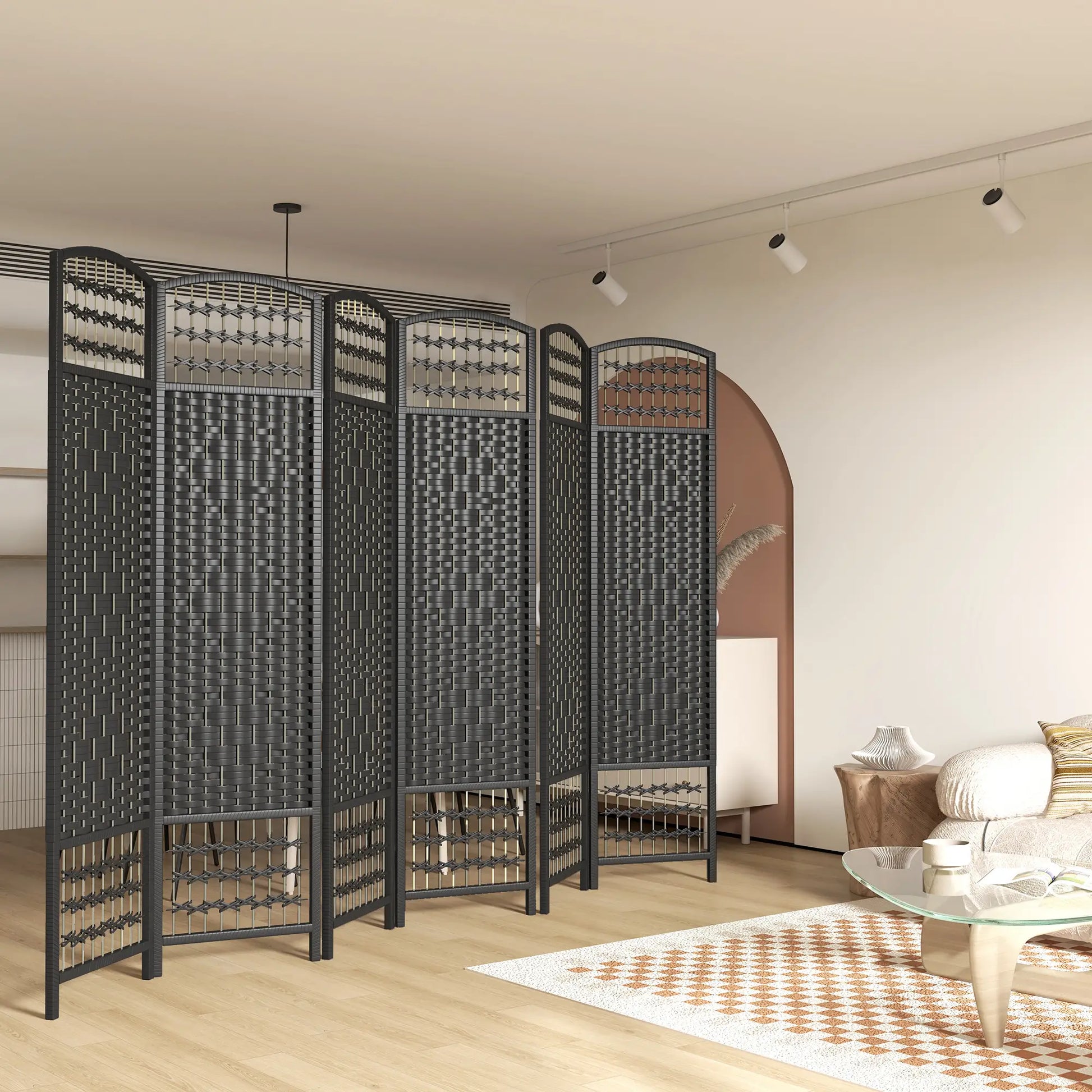6 Panel Folding Room Divider, Portable Privacy Screen, Black Room Dividers at Gallery Canada