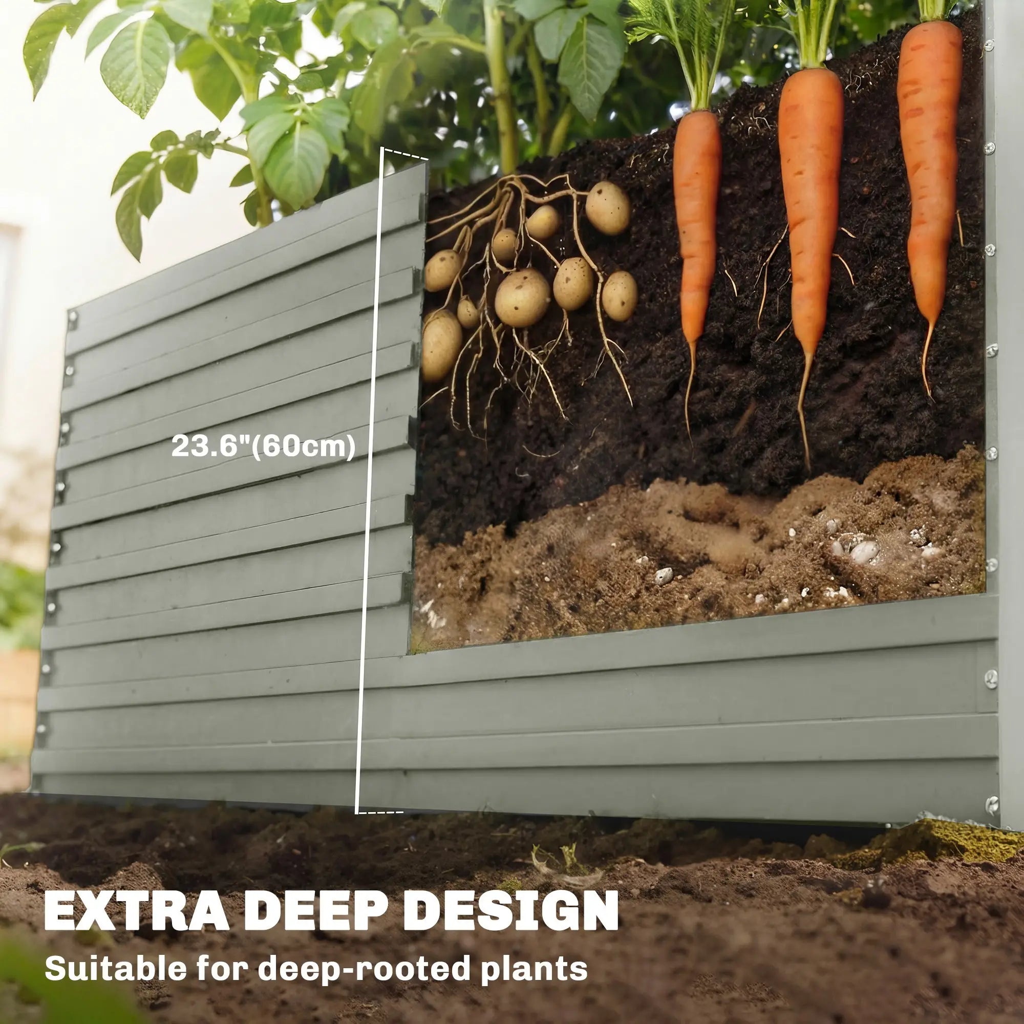 5' x 3' x 2' Galvanized Raised Garden Bed, Light Grey Planter Box, Light Grey Galvanized Planter Boxes at Gallery Canada