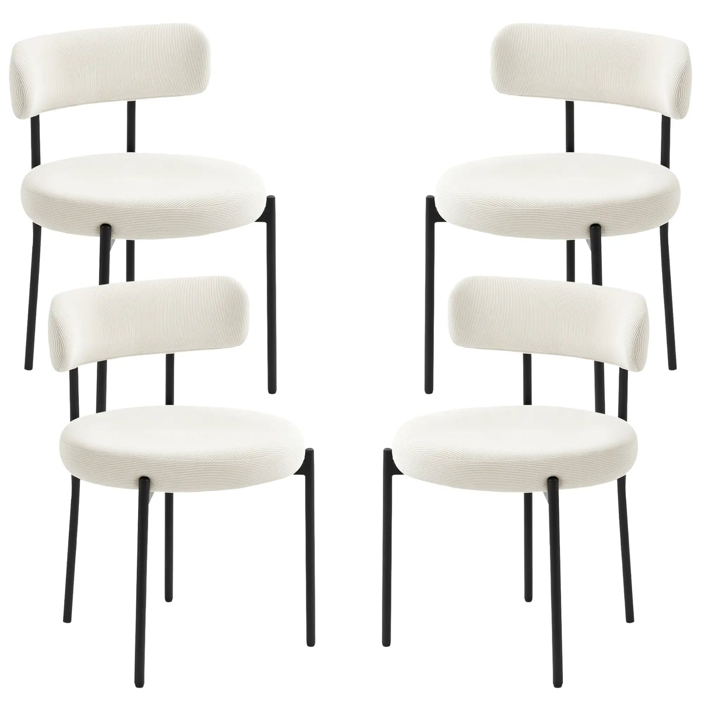 4 Kitchen Chairs, Modern Dining, Corduroy Upholstery, Steel Legs, Beige Dining Chairs Beige at Gallery Canada